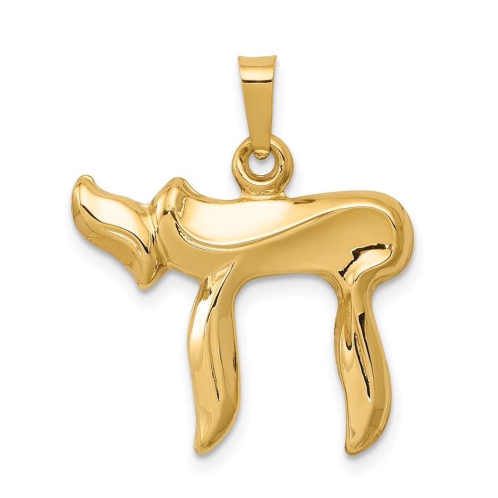 14k Yellow Gold Polished Chai Pendant